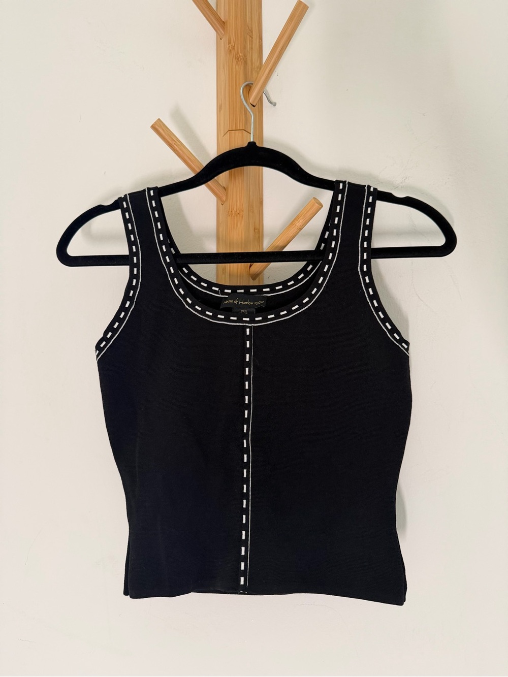 House of Harlow 1960 Black Tank Top with White Stitching